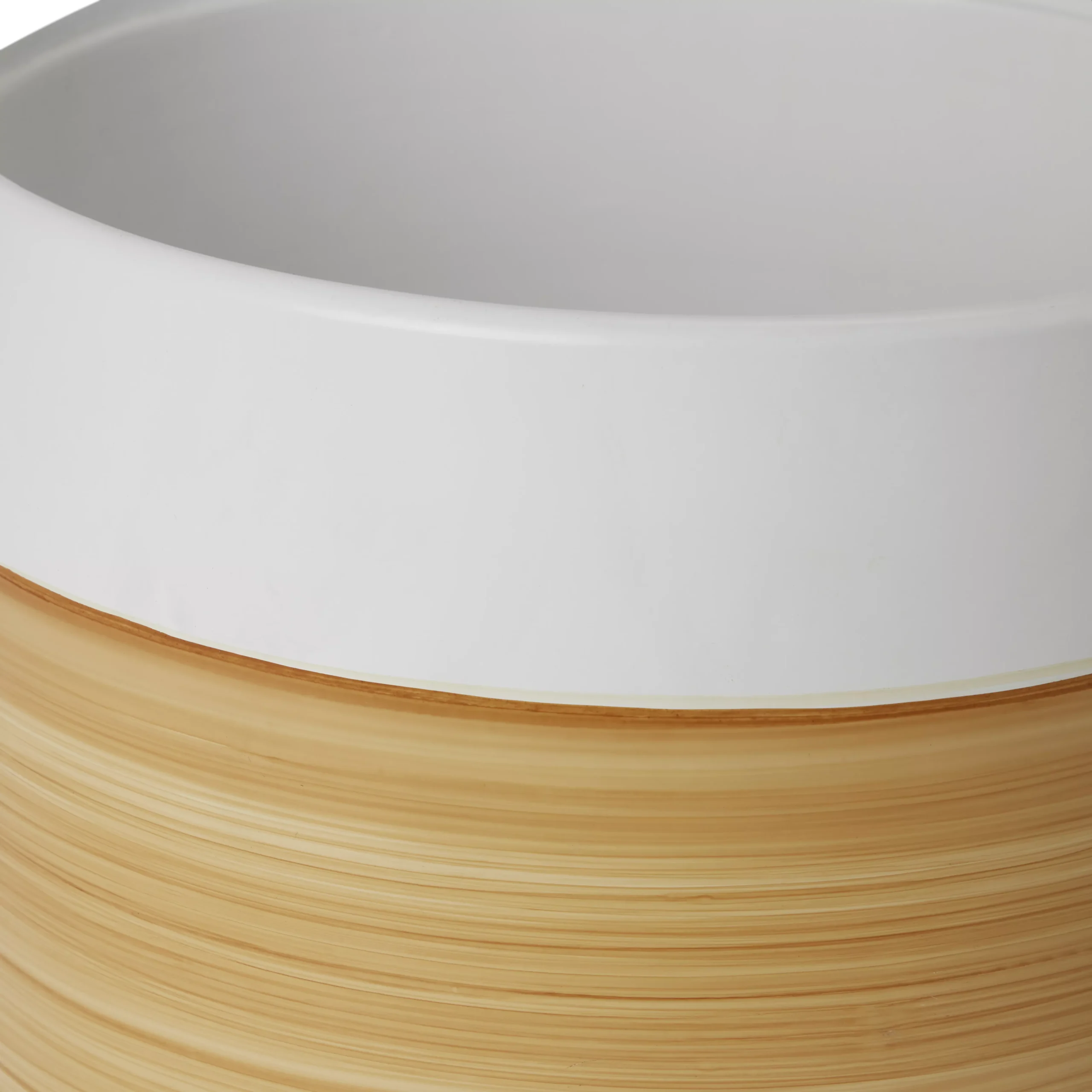 White Clay Wood Effect Round Plant Pot (Dia)22.5cm 2 White Clay Wood Effect Round Plant Pot (Dia)22.5cm - Image 2