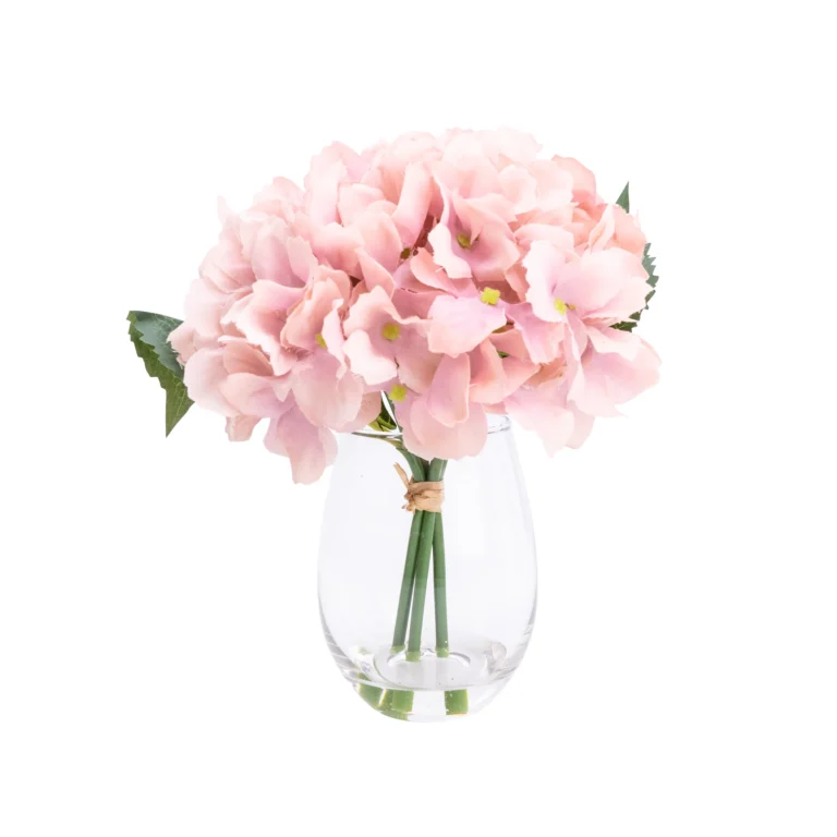 Deals Good Garden Tool Store -Deals Good Garden Tool Store 17cm pink hydrangeas artificial plant in clear glass vase5010795682645 01c bq 768x768 1